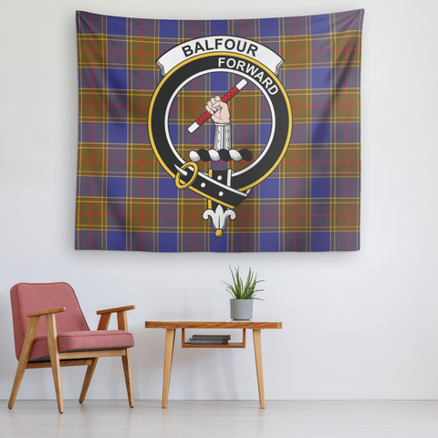 Image of Wall Tapestry Balfour Modern Tartan Clan Badge Scottish - shirtskishirt