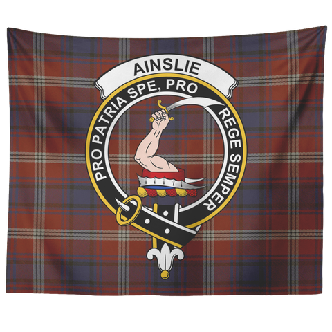 Image of Wall Tapestry Ainslie Ancient Tartan Clan Badge Scottish - shirtskishirt