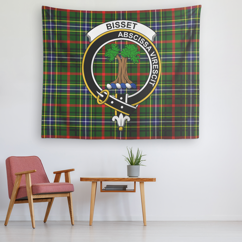 Image of Wall Tapestry Bisset Pattern Tartan Clan Badge Scottish - shirtskishirt