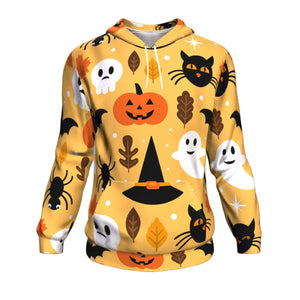 Halloween Ghost Skull Pumpkin And Black Cat Halloween Hoodie Over Print - shirtskishirt