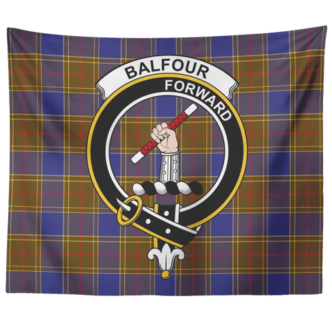 Image of Wall Tapestry Balfour Modern Tartan Clan Badge Scottish - shirtskishirt