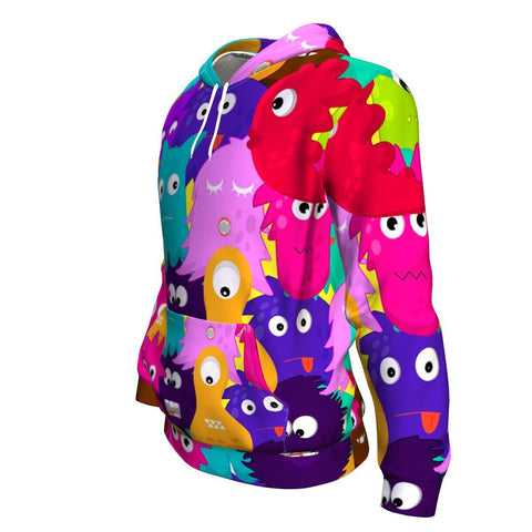 Image of Colorful Family Monsters Funny Halloween Hoodie Over Print - shirtskishirt