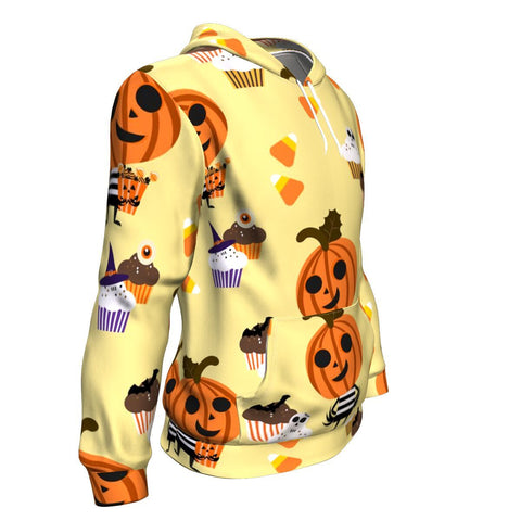 Image of Cute Cartoon Candy Sweet In Halloween Hoodie Over Print - shirtskishirt