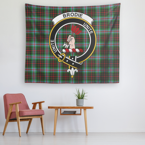 Image of Wall Tapestry Brodie Tartan Clan Badge Scottish