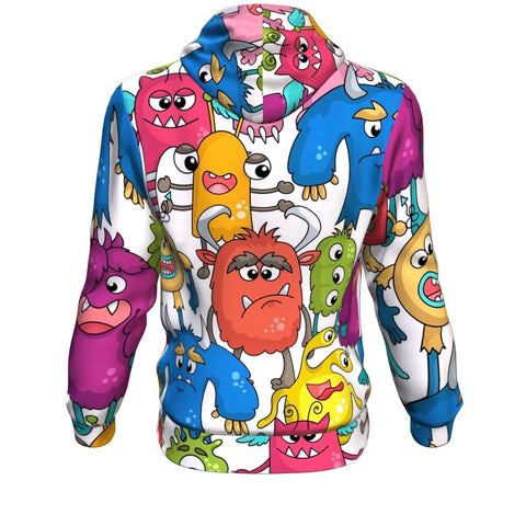 Image of Cartoon Monsters Funny Halloween Hoodie Over Print - shirtskishirt