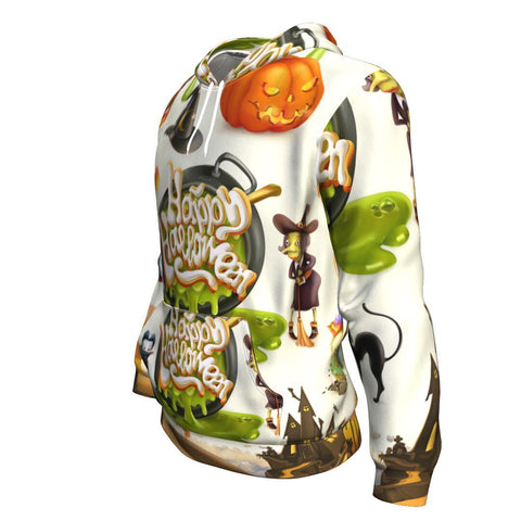 Image of Set Of Cartoon Characters And Objects Party Halloween Hoodie Over Print - shirtskishirt