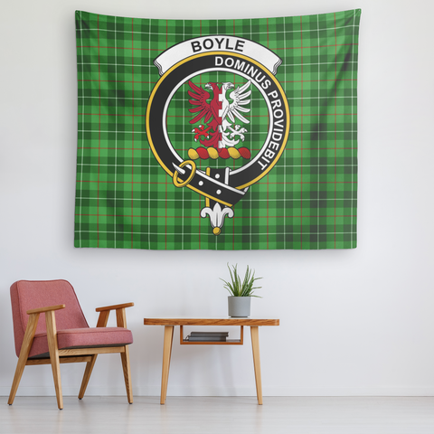 Image of Wall Tapestry Boyle Tartan Clan Badge Scottish