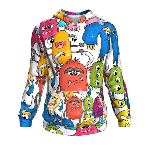 Image of Cartoon Monsters Funny Halloween Hoodie Over Print - shirtskishirt