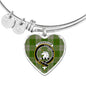Cunningham Dress Green Dancers Scottish Clan Tartan Bracelet Bangle Heart Jewelry Shine On Bangle Heart
