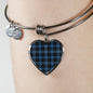 Clergy Blue Scottish Clan Tartan Bracelet Bangle Heart Jewelry Shine On Bangle Heart