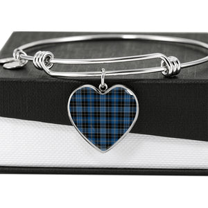 Clergy Blue Scottish Clan Tartan Bracelet Bangle Heart Jewelry Shine On Bangle Heart