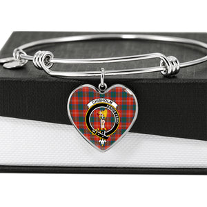 Chisholm Ancient Scottish Clan Tartan Bracelet Bangle Heart Jewelry Shine On Bangle Heart