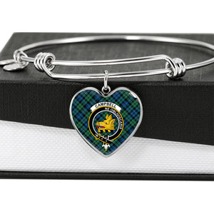 Campbell Ancient Scottish Clan Tartan Bangle Heart Shine On Bangle Heart