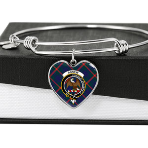 Agnew Modern Clan Tartan Heart Bangle Shine On Bangle Heart