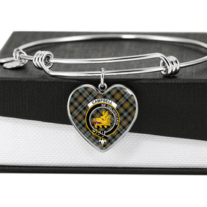 Campbell Argyll Weathered Scottish Clan Tartan Bangle Heart Shine On Bangle Heart