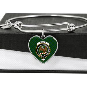 Agnew Hunting Clan Tartan Heart Bangle Shine On Bangle Heart