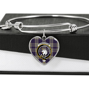 Cunningham Dress Blue Dancers Scottish Clan Tartan Bracelet Bangle Heart Jewelry Shine On Bangle Heart