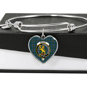 Broun Scottish Clan Tartan Bangle Heart Shine On Bangle Heart