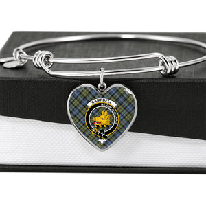 Campbell Faded Scottish Clan Tartan Bangle Heart Shine On Bangle Heart