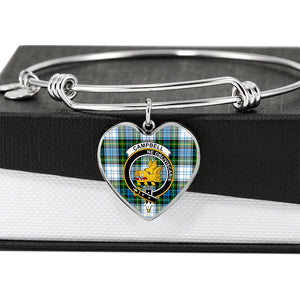 Campbell Dress Scottish Clan Tartan Bracelet Bangle Heart Jewelry Shine On Bangle Heart