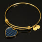 Clergy Blue Scottish Clan Tartan Bracelet Bangle Heart Jewelry Shine On Bangle Heart