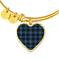 Clergy Blue Scottish Clan Tartan Bracelet Bangle Heart Jewelry Shine On Bangle Heart