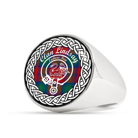 Image of Lindsay Crest Clan Tartan Ring Scottish