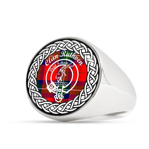 Image of Ruthven Crest Clan Tartan Ring Scottish