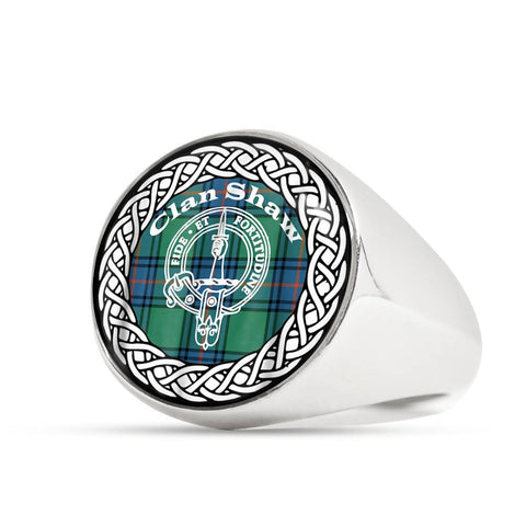 Image of Shaw Crest Clan Tartan Ring Scottish