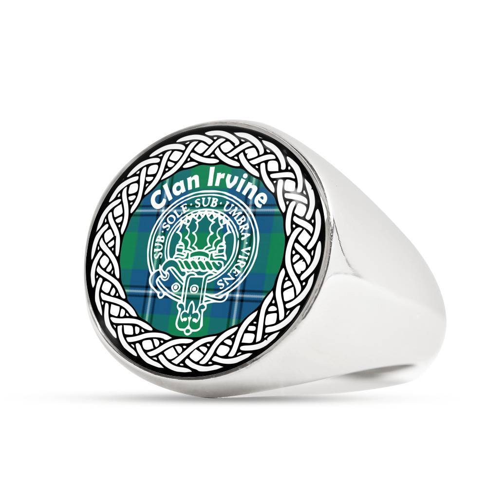 Irvine Crest Clan Tartan Ring Scottish