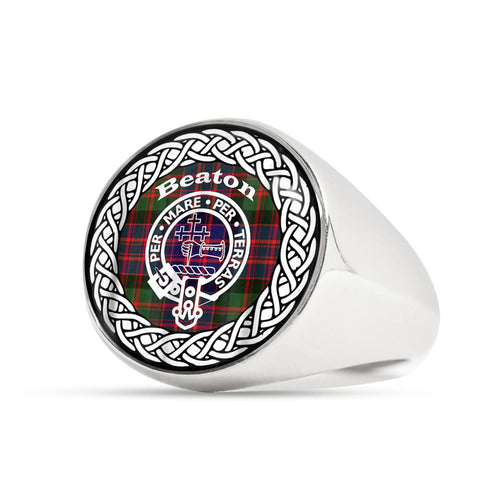 Image of Beaton Crest Clan Tartan Ring Scottish