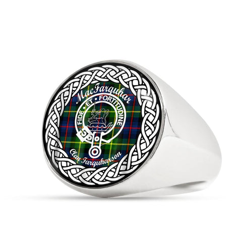 Image of MacFarquhar Crest Clan Tartan Ring Scottish