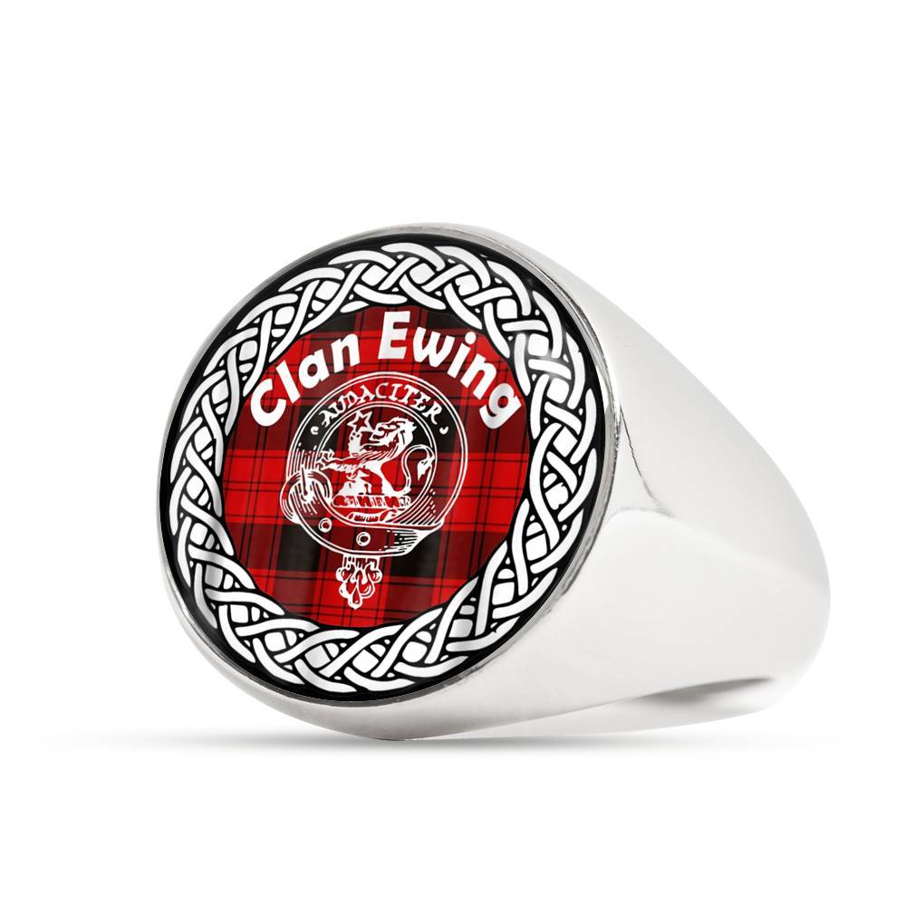 Ewing Crest Clan Tartan Ring Scottish
