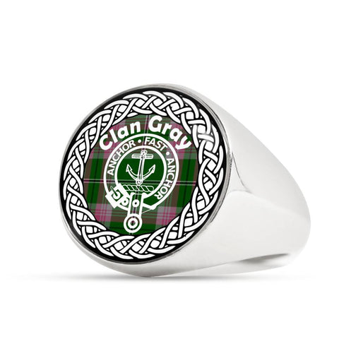 Image of Gray Crest Clan Tartan Ring Scottish