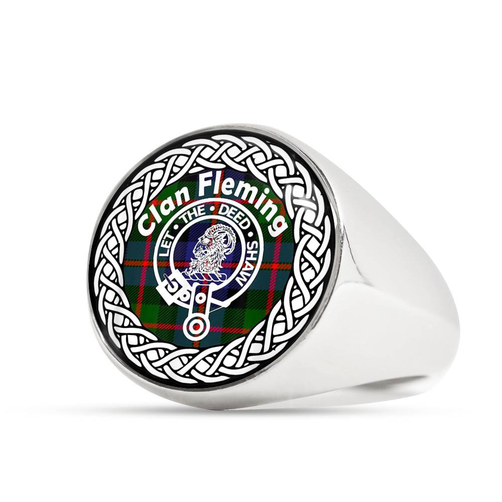 Fleming Crest Clan Tartan Ring Scottish