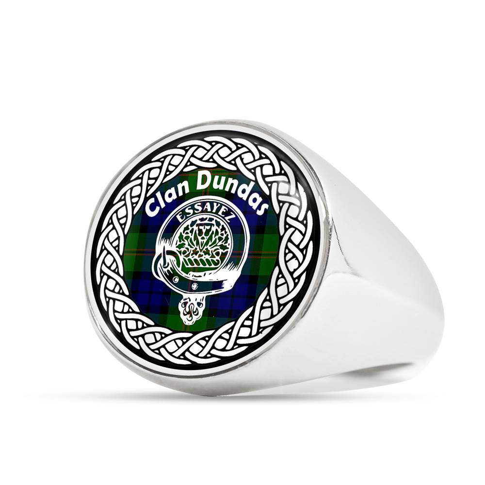 Dundas Crest Clan Tartan Ring Scottish