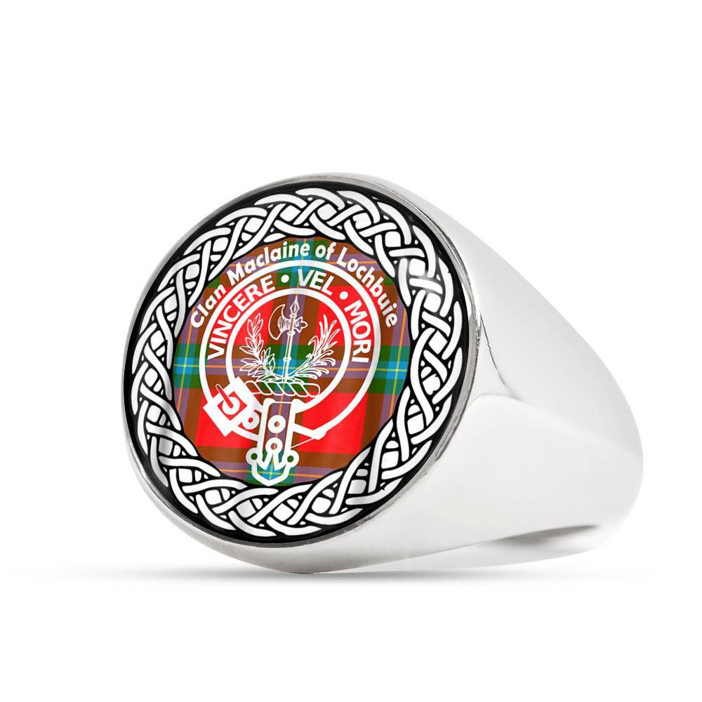 Maclaine Of Lochbuie Crest Clan Tartan Ring Scottish