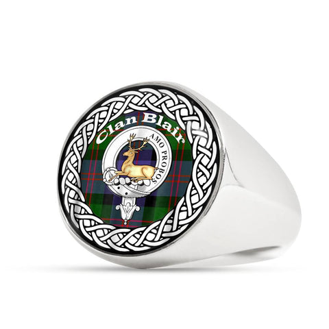 Image of Blair Crest Badge Clan Tartan Ring Scottish