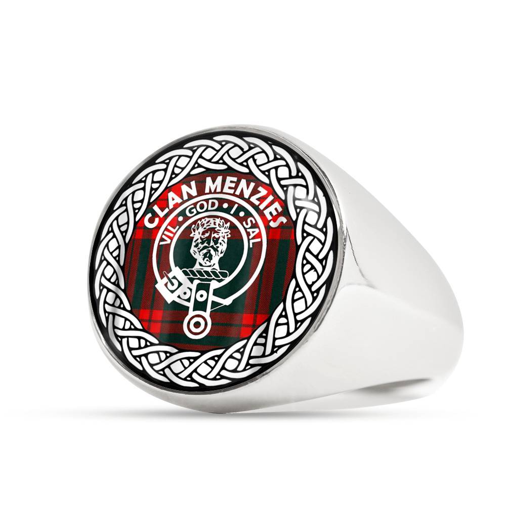 Menzies Crest Clan Tartan Ring Scottish