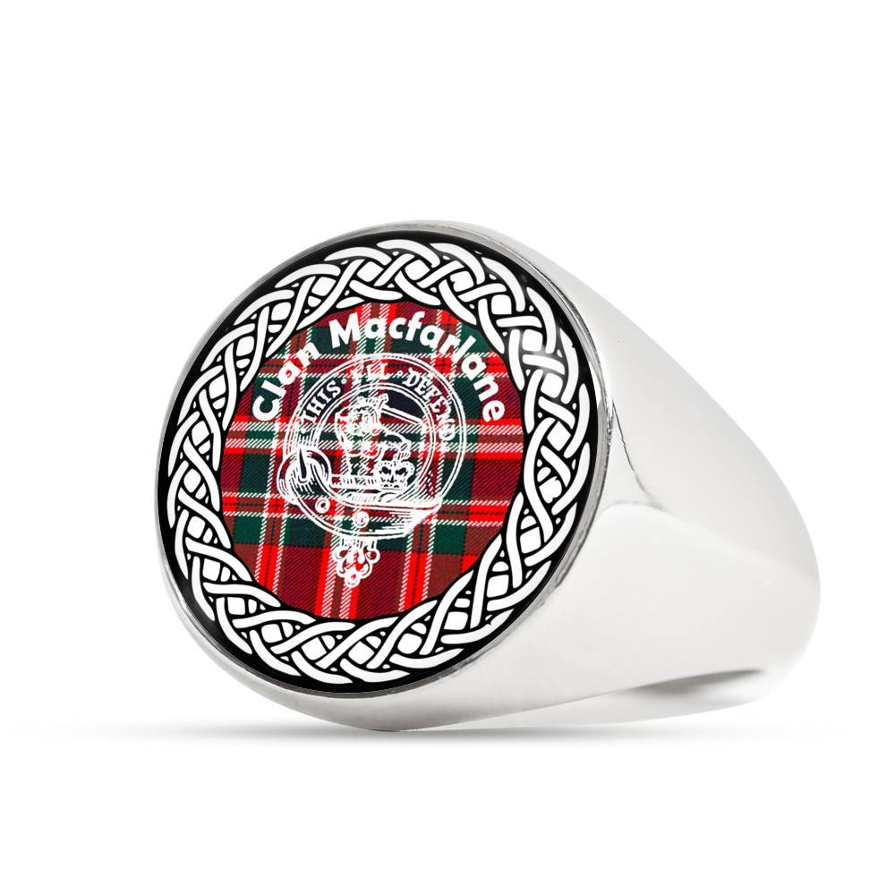 Macfarlane Crest Clan Tartan Ring Scottish
