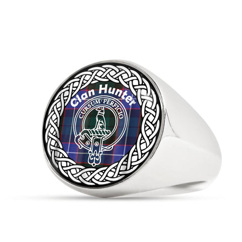 Image of Hunter Crest Clan Tartan Ring Scottish
