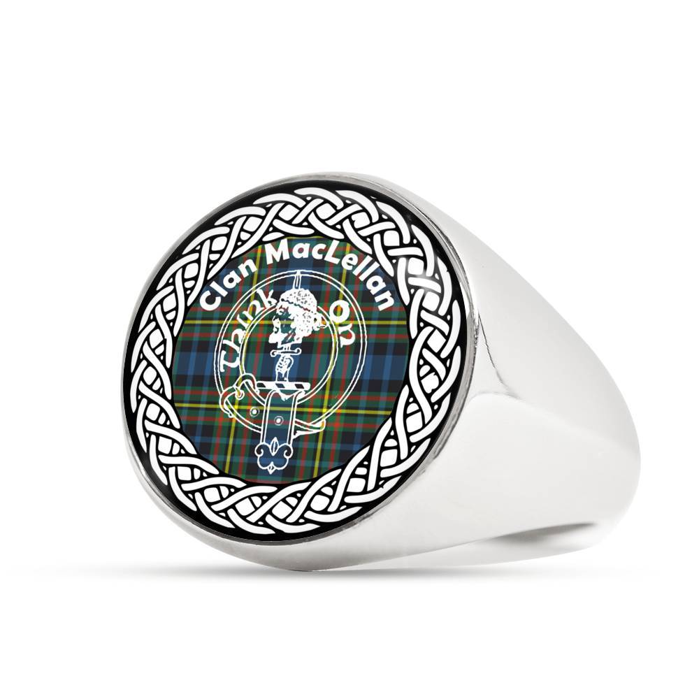 MacLellan Crest Clan Tartan Ring Scottish