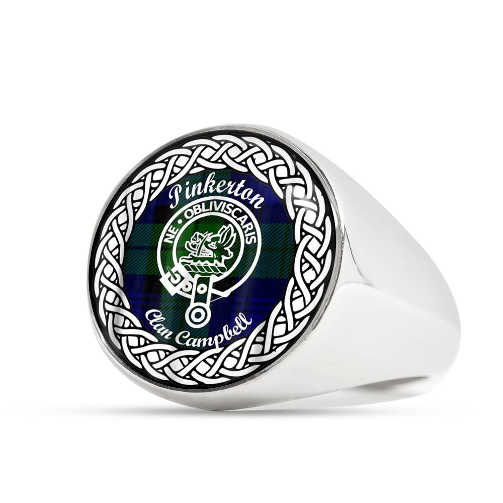 Pinkerton Crest Clan Tartan Ring Scottish