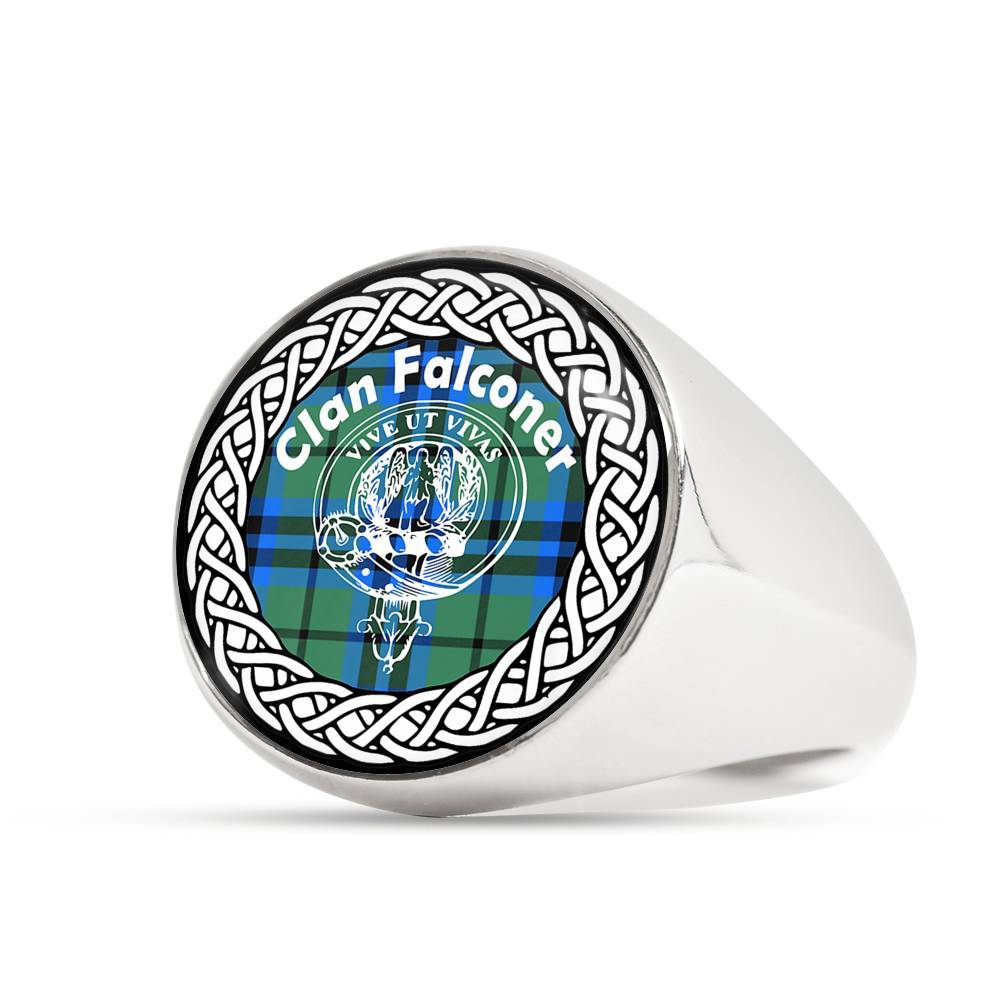 Falconer Crest Clan Tartan Ring Scottish