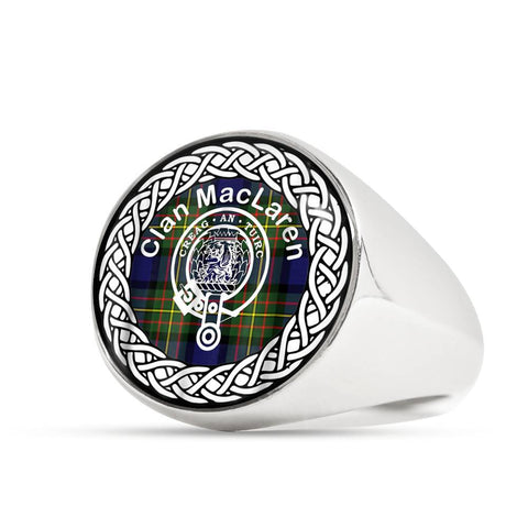 Image of MacLaren Crest Clan Tartan Ring Scottish