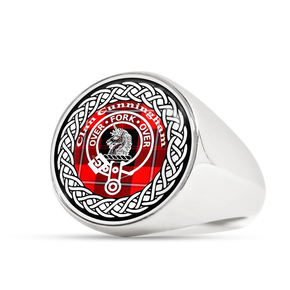 Cunningham Crest Clan Tartan Ring Scottish