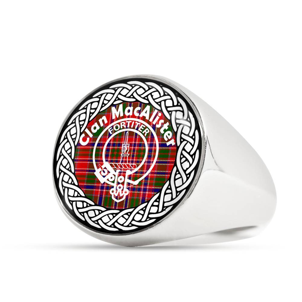 MacAlister Crest Clan Tartan Ring Scottish