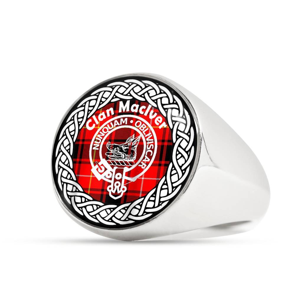 Maclver Crest Clan Tartan Ring Scottish