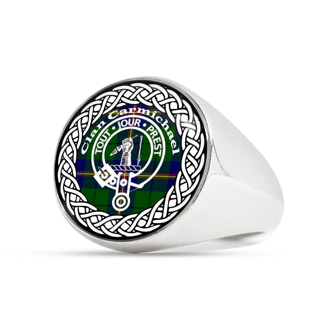 Carmichael Crest Clan Tartan Ring Scottish