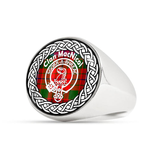Image of MacNicol Crest Clan Tartan Ring Scottish